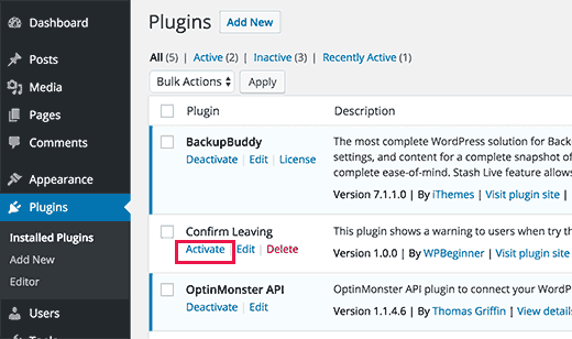 Ativar plugin 