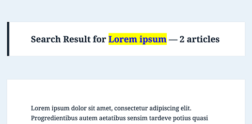 Exibição do termo de pesquisa e contagem de resultados na pesquisa do WordPress 