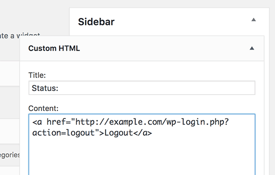 Widget HTML de logon 