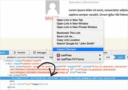 tag nofollow em links de comentários do WordPress 
