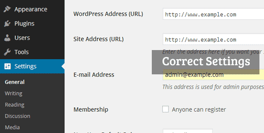 Configurações correctas de URL do WordPress 