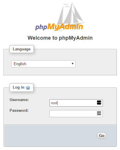 efetuando login no PHPMyAdmin 