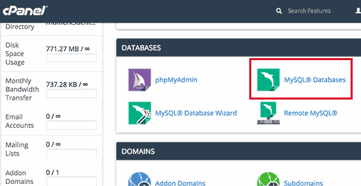 Bases de dados MySQL no cPanel 