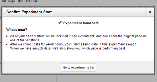 A / B Split Testing Experiência de conteúdo iniciada no Google Analytics 