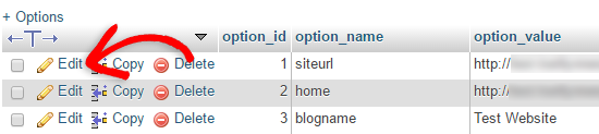 Editar siteurl no phpMyAdmin 