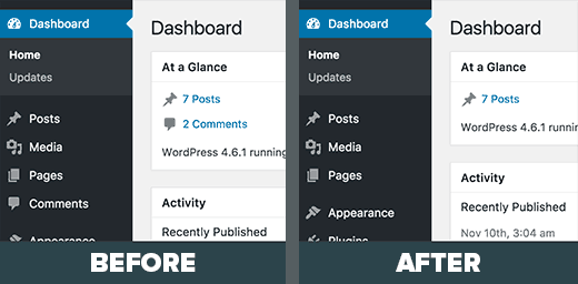 Seção de comentários removida da área de administração do WordPress 