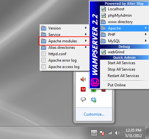 Módulos Apache WAMP 