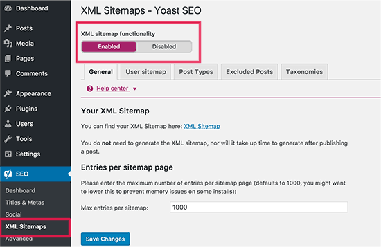 Habilitando Sitemaps XML no plugin Yoast WordPress SEO 