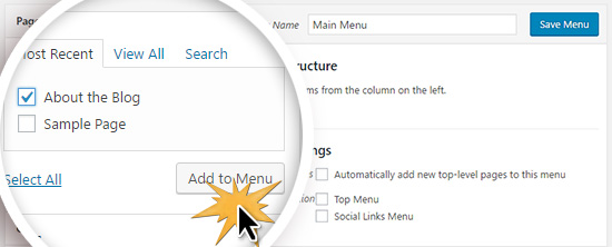 Adicionando páginas ao seu menu WordPress 