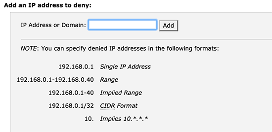 Bloqueando endereços IP no cPanel 