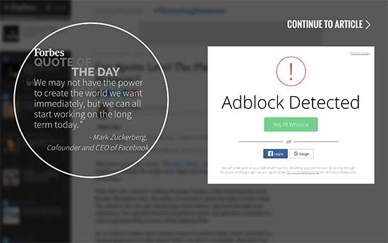 Parede AdBlock em Forbes 
