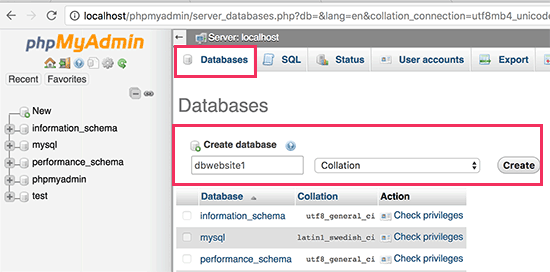 Criando um banco de dados MySQL para o seu site local do WordPress 