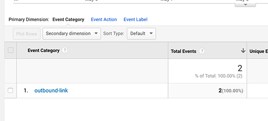 Categoria de evento de link de saída no Google Analytics 