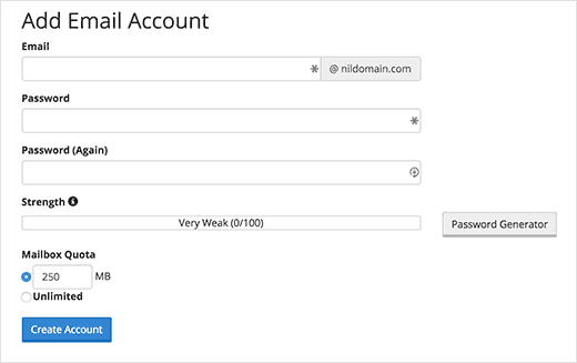 Criando uma conta de e-mail no cPanel 