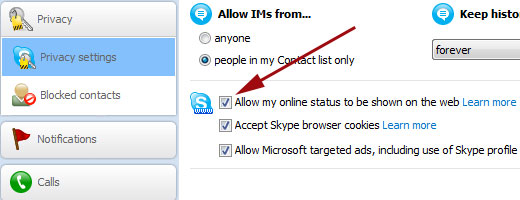 Configure suas opções do Skype 