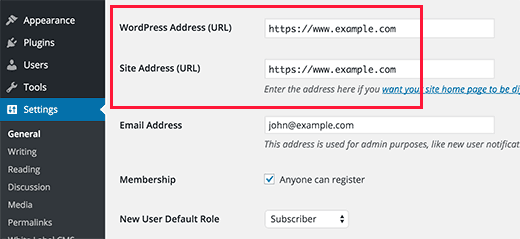 Configurando o WordPress para usar HTTPS em URLs para um novo site 