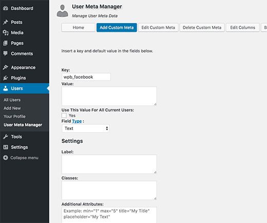 Adicionando perfis personalizados de usuário de meta a usuário no WordPress 