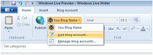 Adicione um novo blog do WordPress ao Windows Live Writer 