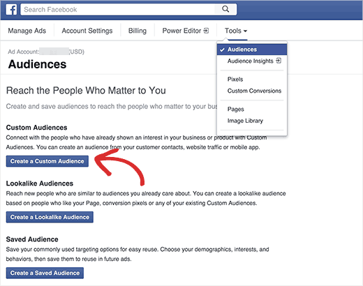 Audiências personalizadas do Facebook 