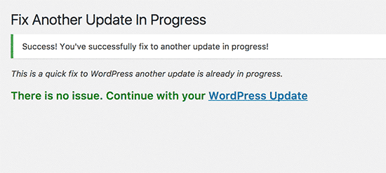 Bloqueio de atualização do WordPress fixo 