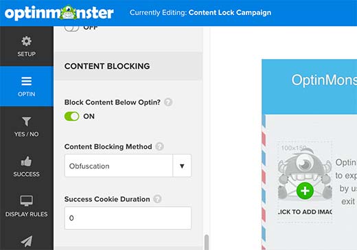 Opções de bloqueio de conteúdo 