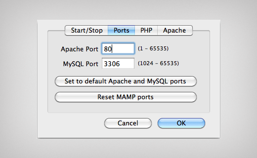 MAMP configurando as portas Apache e MySQL 