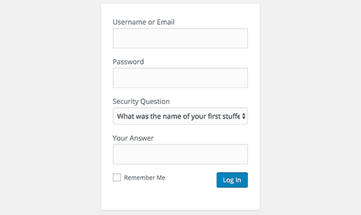 Perguntas de segurança de login no WordPress 