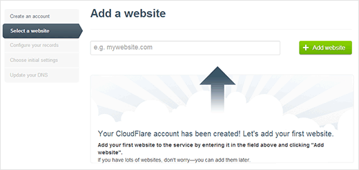 CloudFlare Adicione seu site 