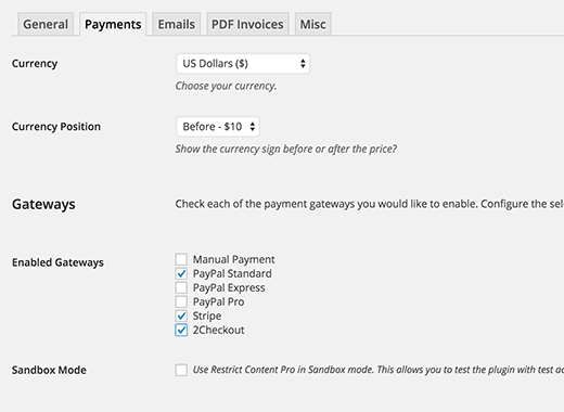 Configurando pagamentos em Restrict Content Pro 