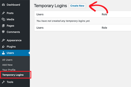 Adicionando um novo login temporário no WordPress 