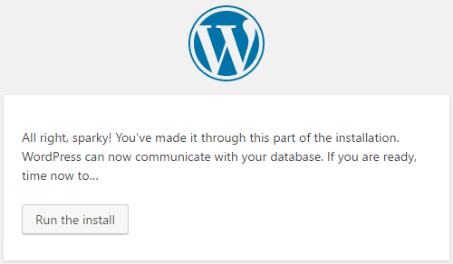 agora você pode executar a instalação do WordPress no Windows 