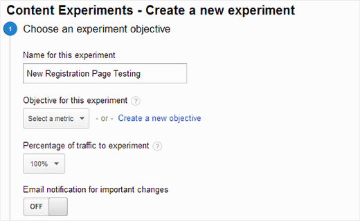 Configurando testes de A / B ou experiências de conteúdo no Google Analytics 