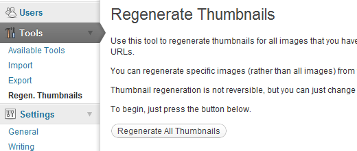 Regenerar tela de plugin de miniatura 