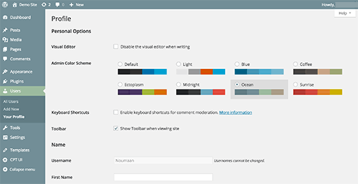 Alterando o esquema de cores da área de administração do WordPress 