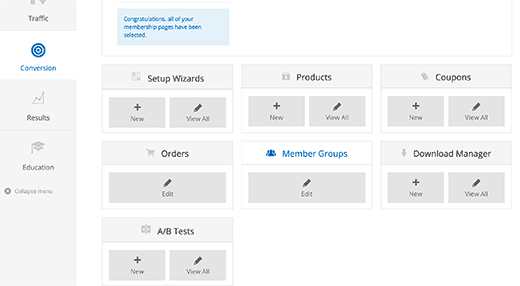 Criando produtos e grupos de membros 