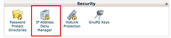 Ferramenta Gerenciador de negação de endereço IP no cPanel 