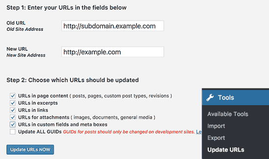 Atualizar URLs 