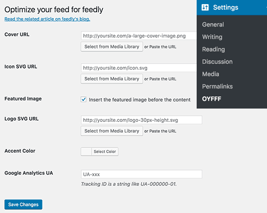 Otimize o feed do WordPress para as configurações Feedly 