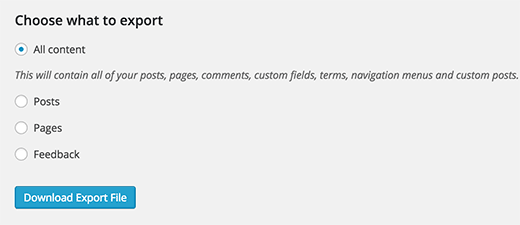 Exportando dados do WordPress.com em formato XML 