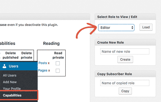 Selecione a função do usuário Editor para editar 