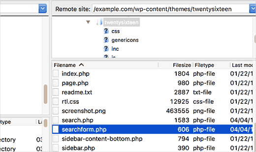 Editando o arquivo do formulário de pesquisa 