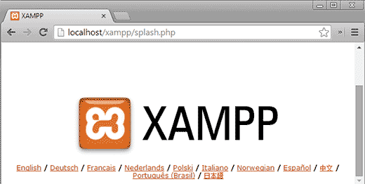 XAMPP instalado com sucesso em uma unidade USB 