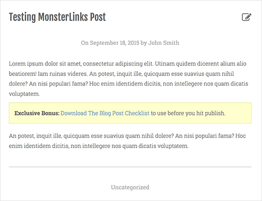 MonsterLink exibido em uma caixa amarela 