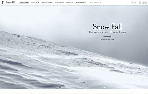 Snow Fall pelo New York Times foi o primeiro desse tipo de narração na web 