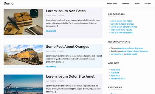 Cores alternativas utilizadas para mensagens do WordPress usando classes CSS ímpares e pares 