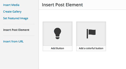 Selecionando post element ou shortcode para inserir 