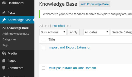 Admin do Knowledge Base 