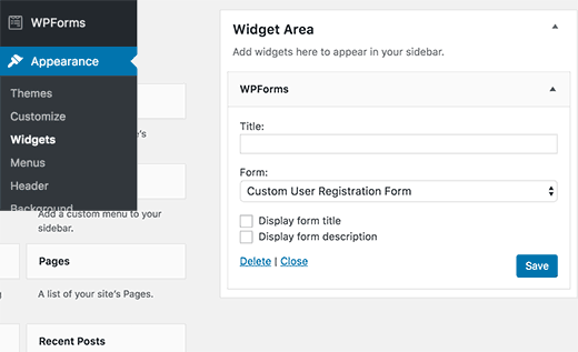 Adicionar formulário de registro de usuário personalizado à barra lateral no WordPress 